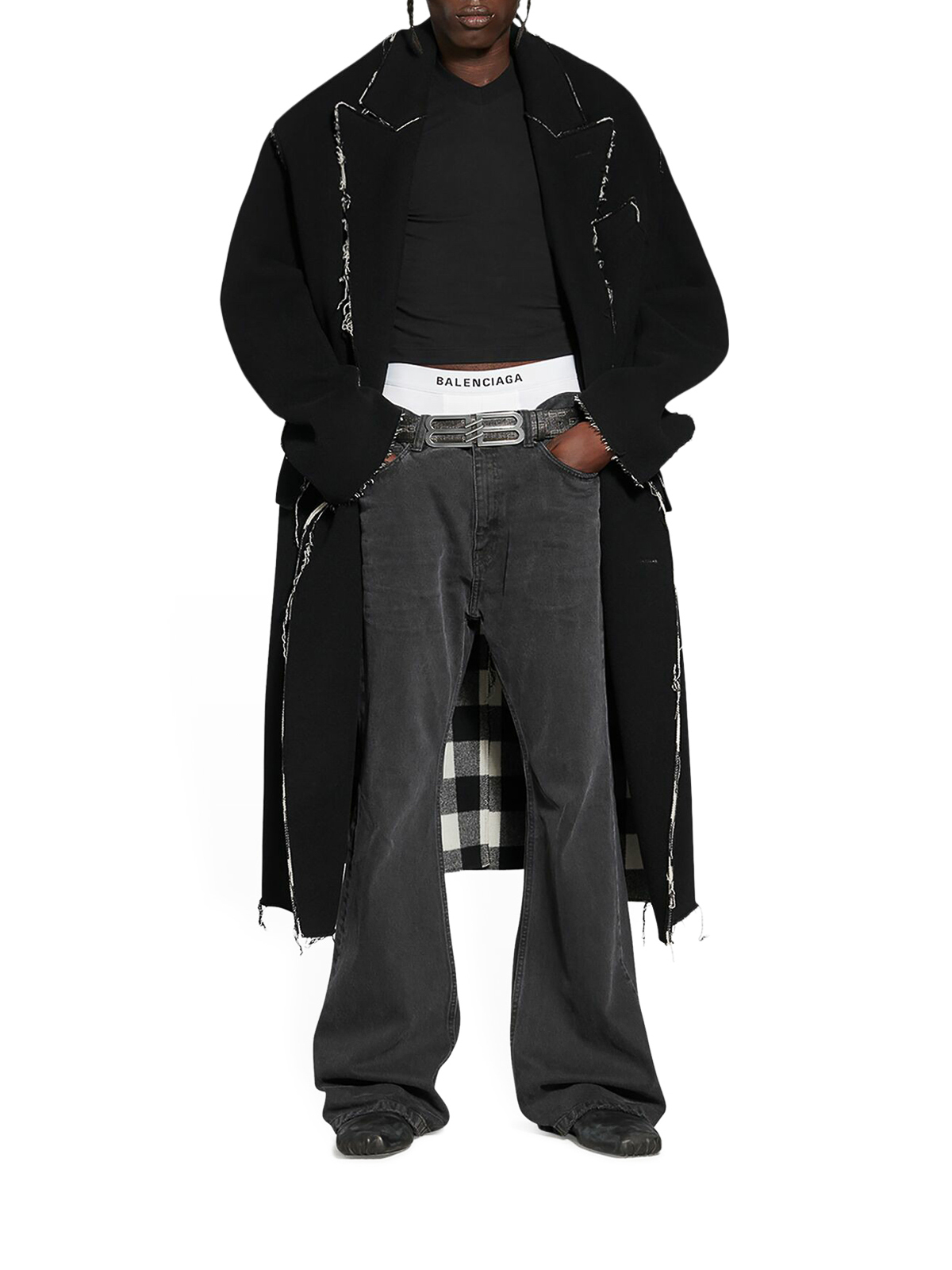 Balenciaga Raw edge coat - Black - Women | 704511TMU181070