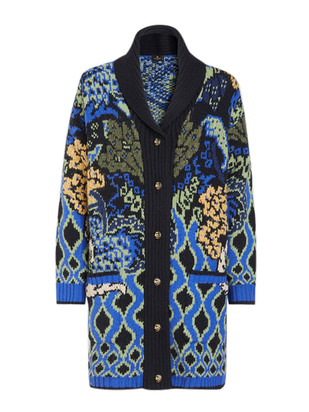 Shop Etro Jacquard Patterned Long Cardigan In Multicolour