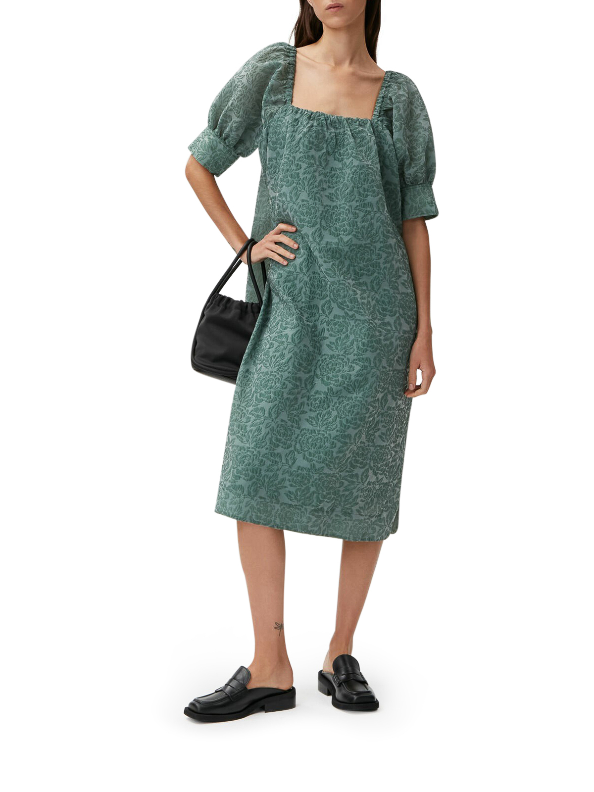 Ganni Jacquard organza dress - Green - Women|F7107813