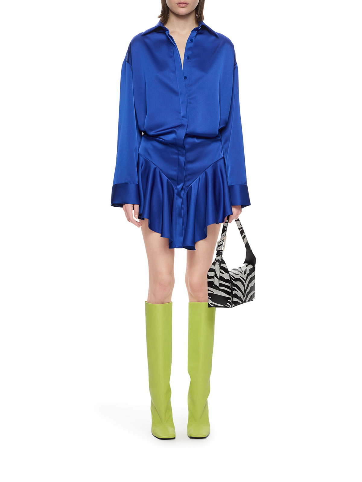 Shop Attico Candice Satin Mini Dress In Azul
