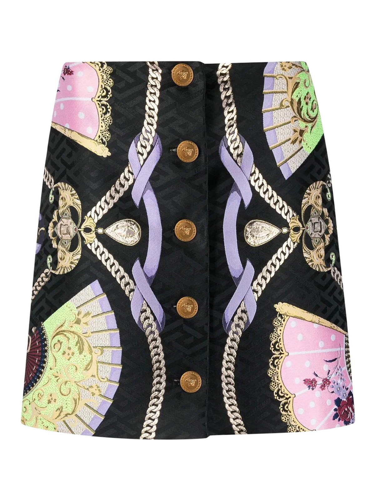 Versace Metallic Jacquard Mini Skirt In Multicolor