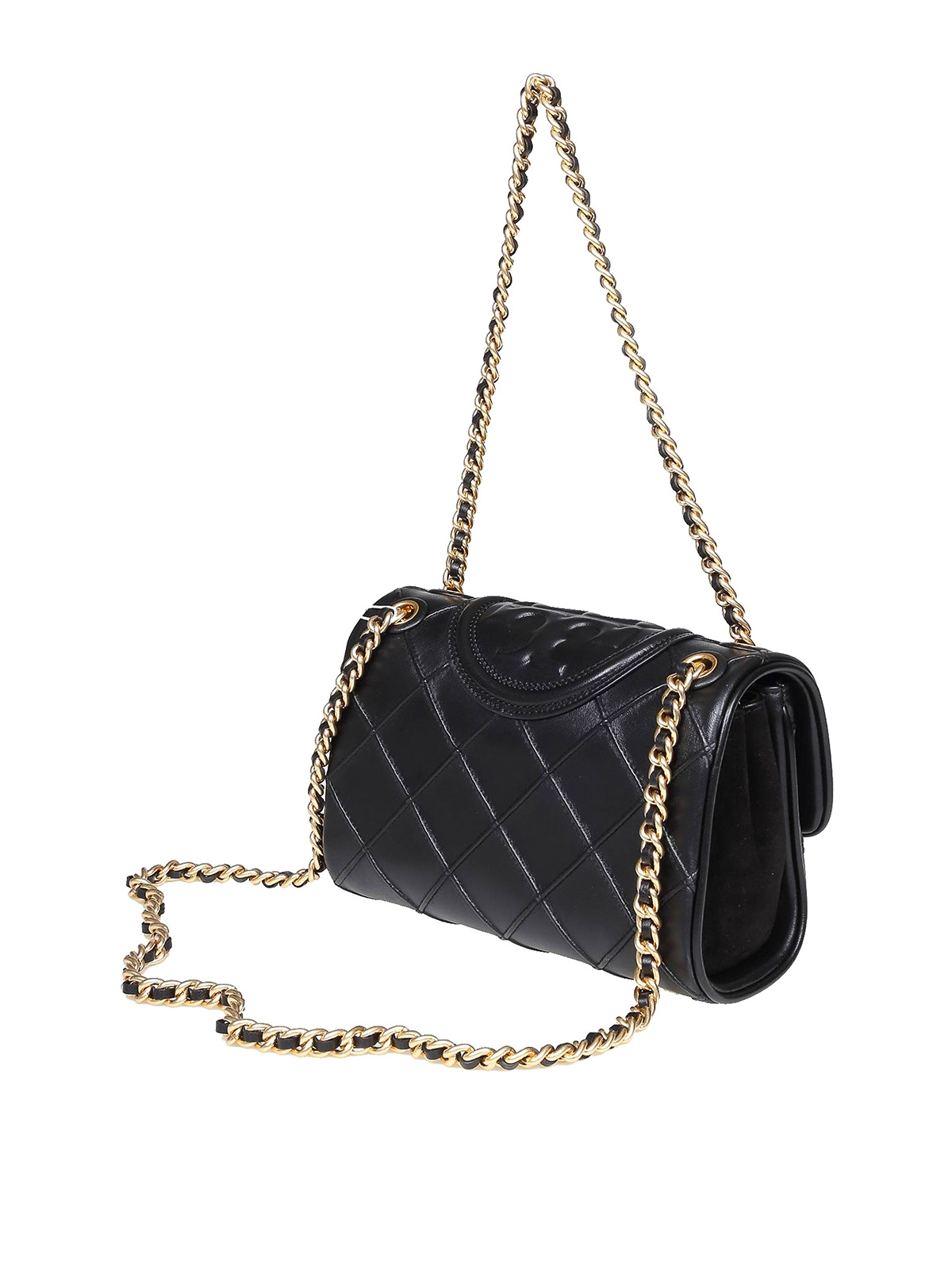 Shop Tory Burch Small Fleming Bag In Quilted Leather In Negro