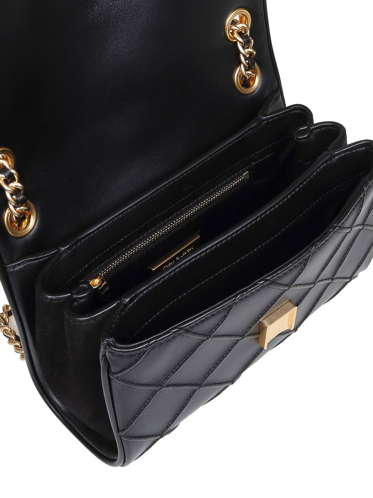 Shop Tory Burch Small Fleming Bag In Quilted Leather In Negro