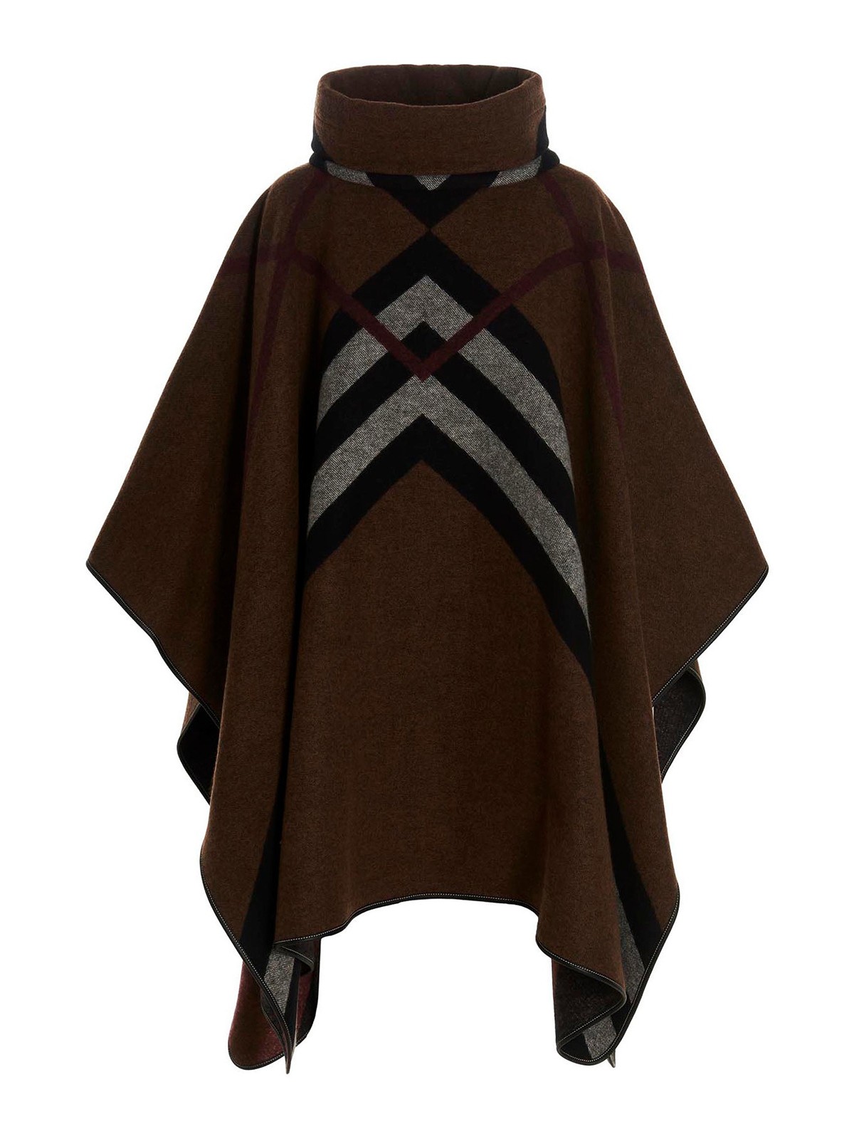 Shop Burberry Wootton Poncho In Marrón