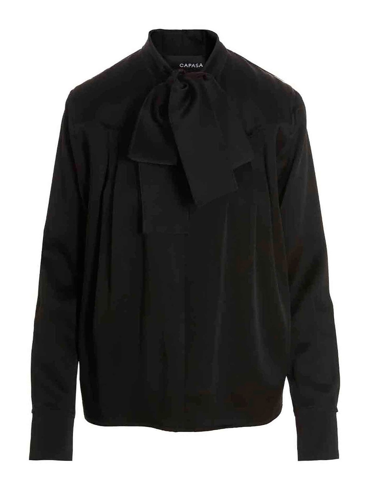 Shop Capasa Pussy Bow Blouse In Negro
