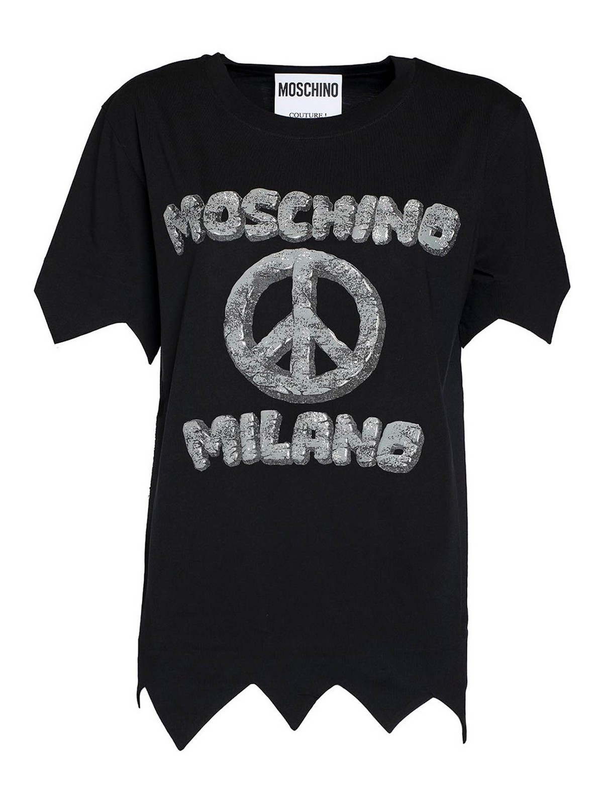 Moschino Carved Stones Logo T-shirt In Negro