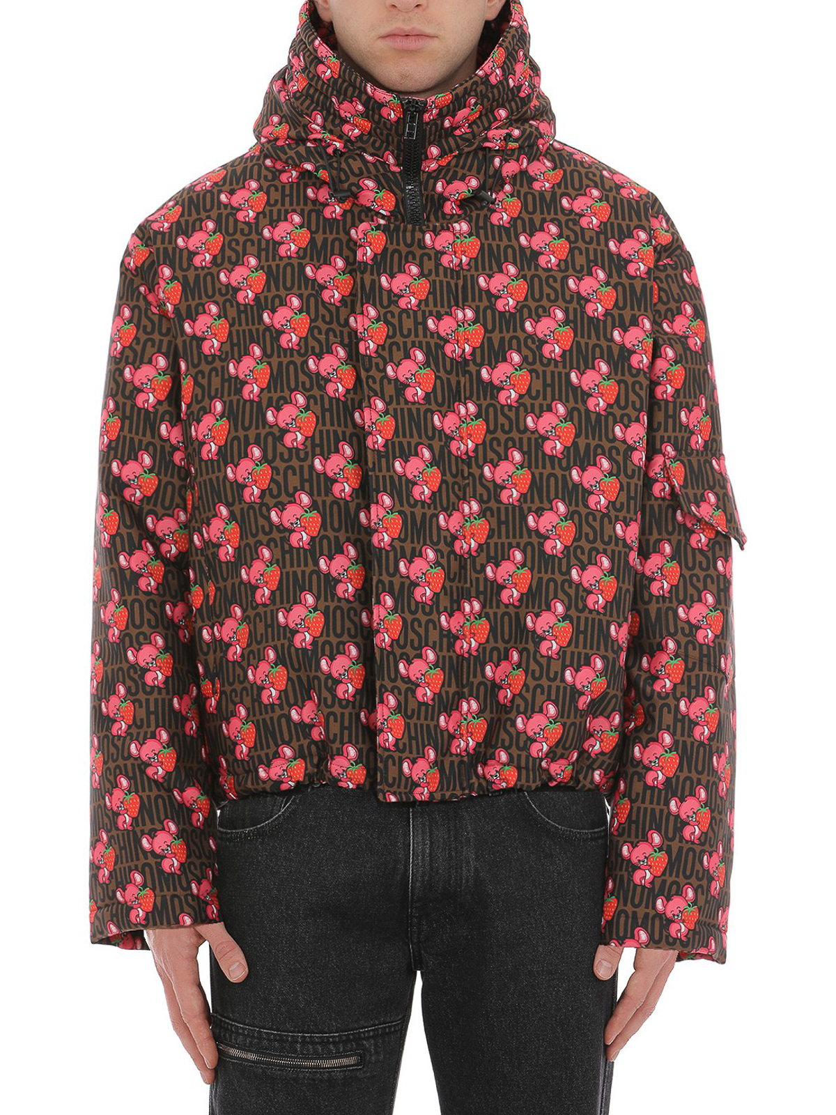 Shop Moschino Logo Printed Puffer Jacket In Multicolor