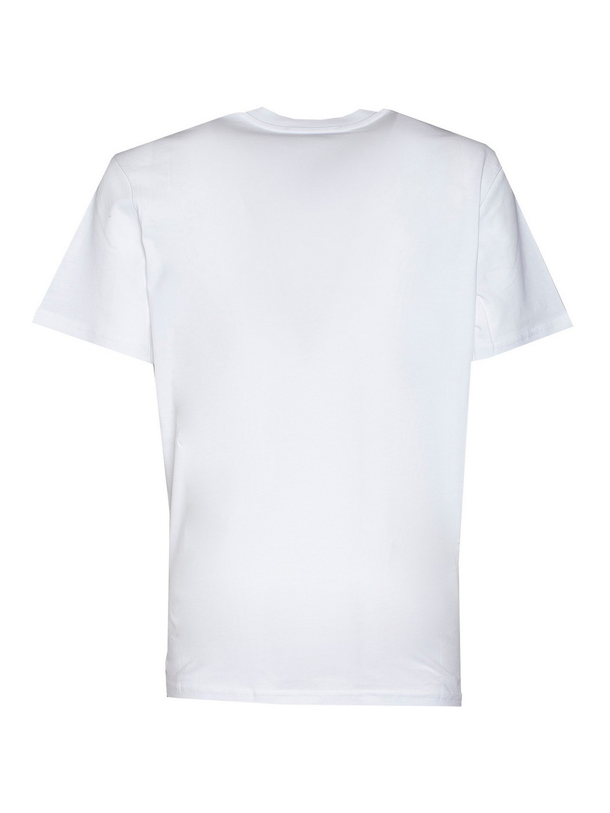 Shop Moschino Label T-shirt In White
