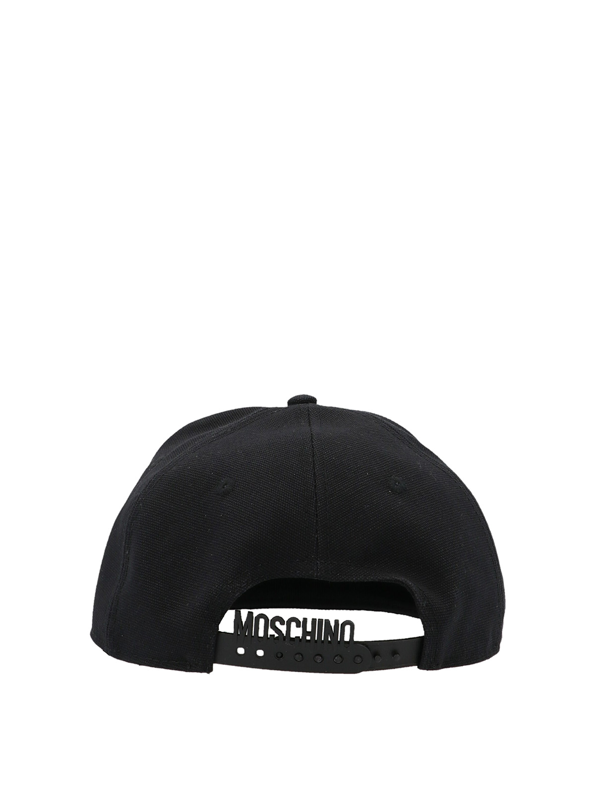 Shop Moschino Label Cap In Black