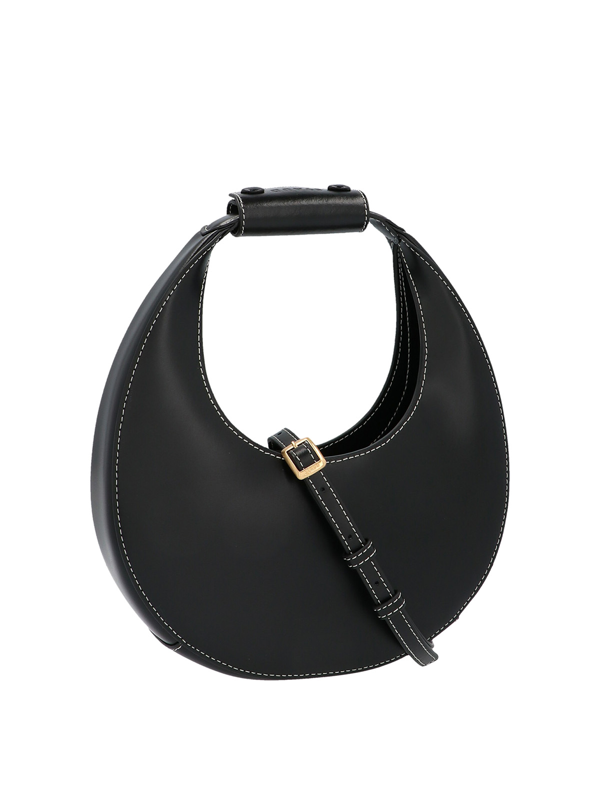 Shop Staud Moon Mini Shoulder Bag In Black