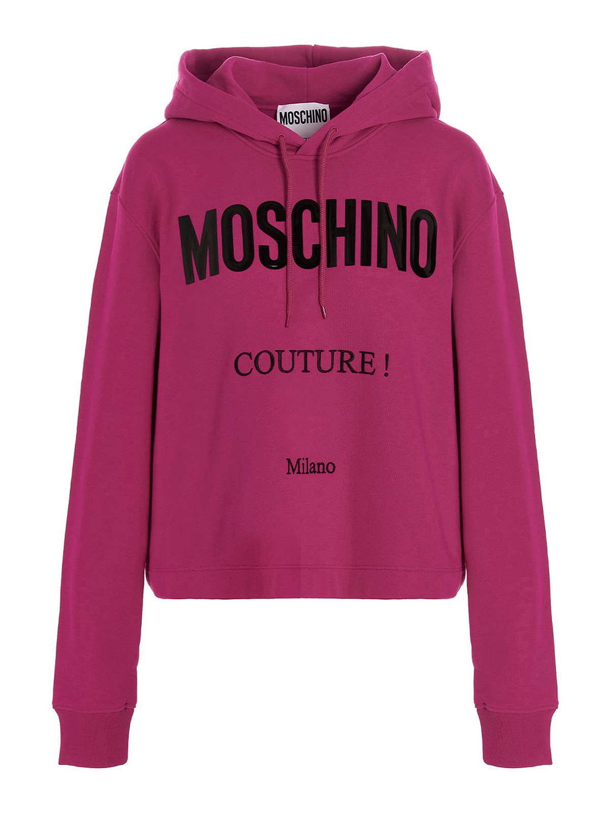 Shop Moschino Logo Hoodie In Fucsia