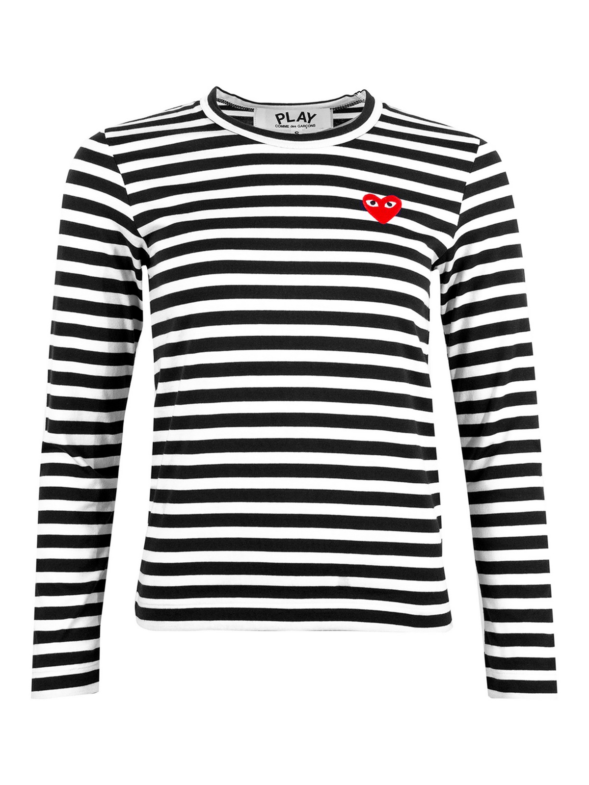 Comme Des Garçons Play Logo Striped Cotton T-shirt In Black