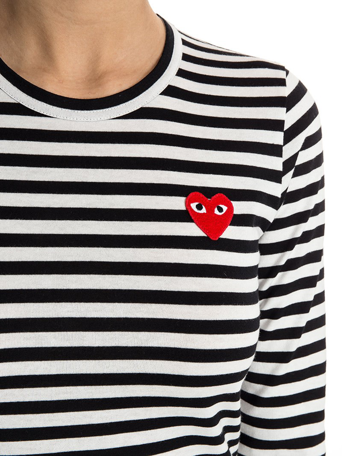 Shop Comme Des Garçons Play Striped Long-sleeved T-shirt In Multicolour