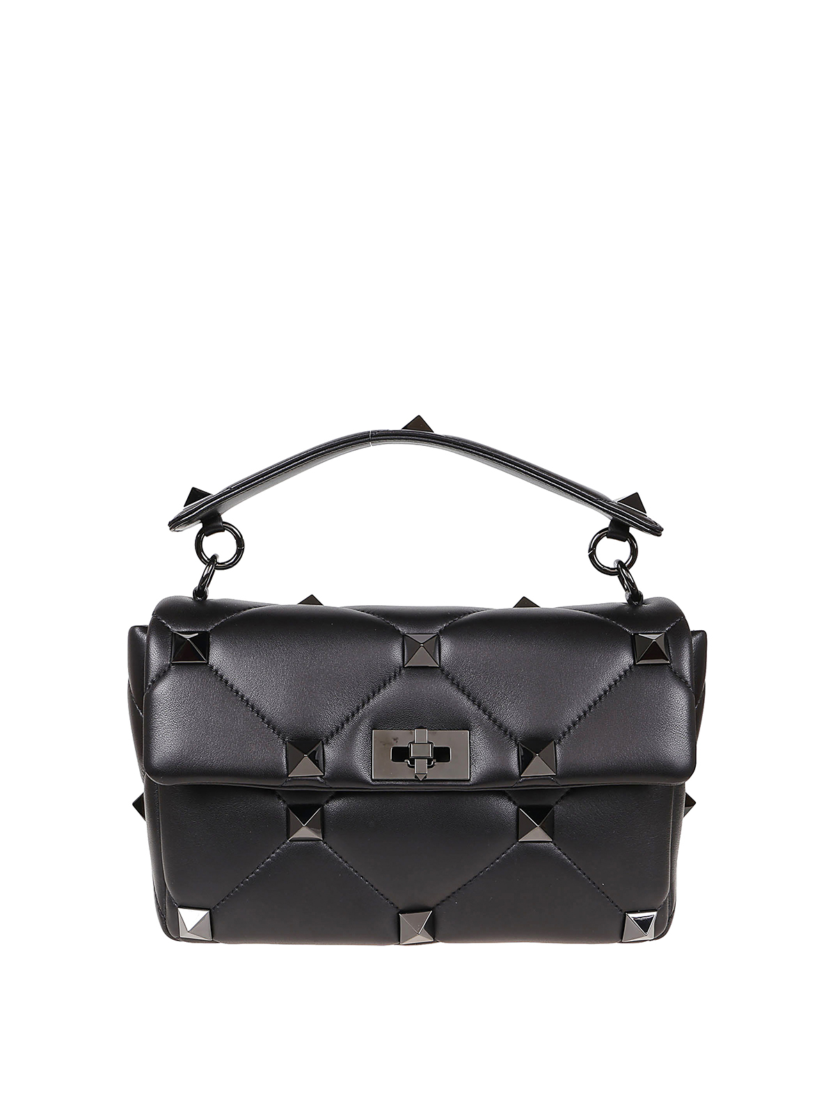 valentino roman stud large leather shoulder bag