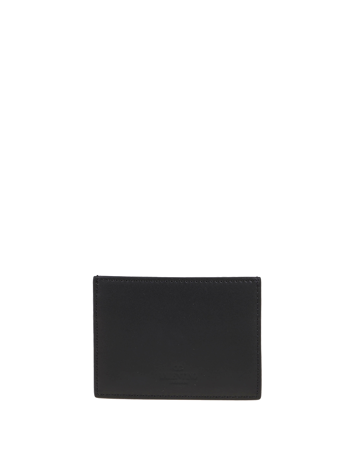 Shop Valentino Leather Credit Card Holder In Negro