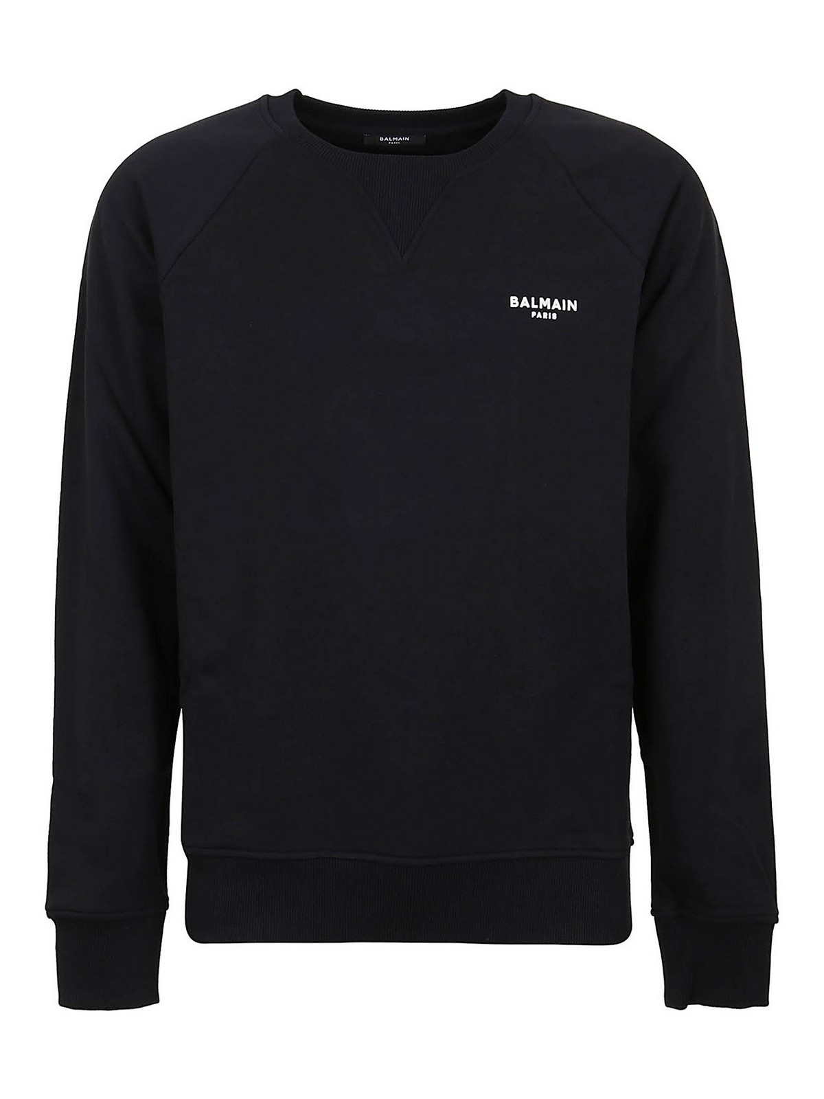 Shop Balmain Cotton Sweatshirt In Negro
