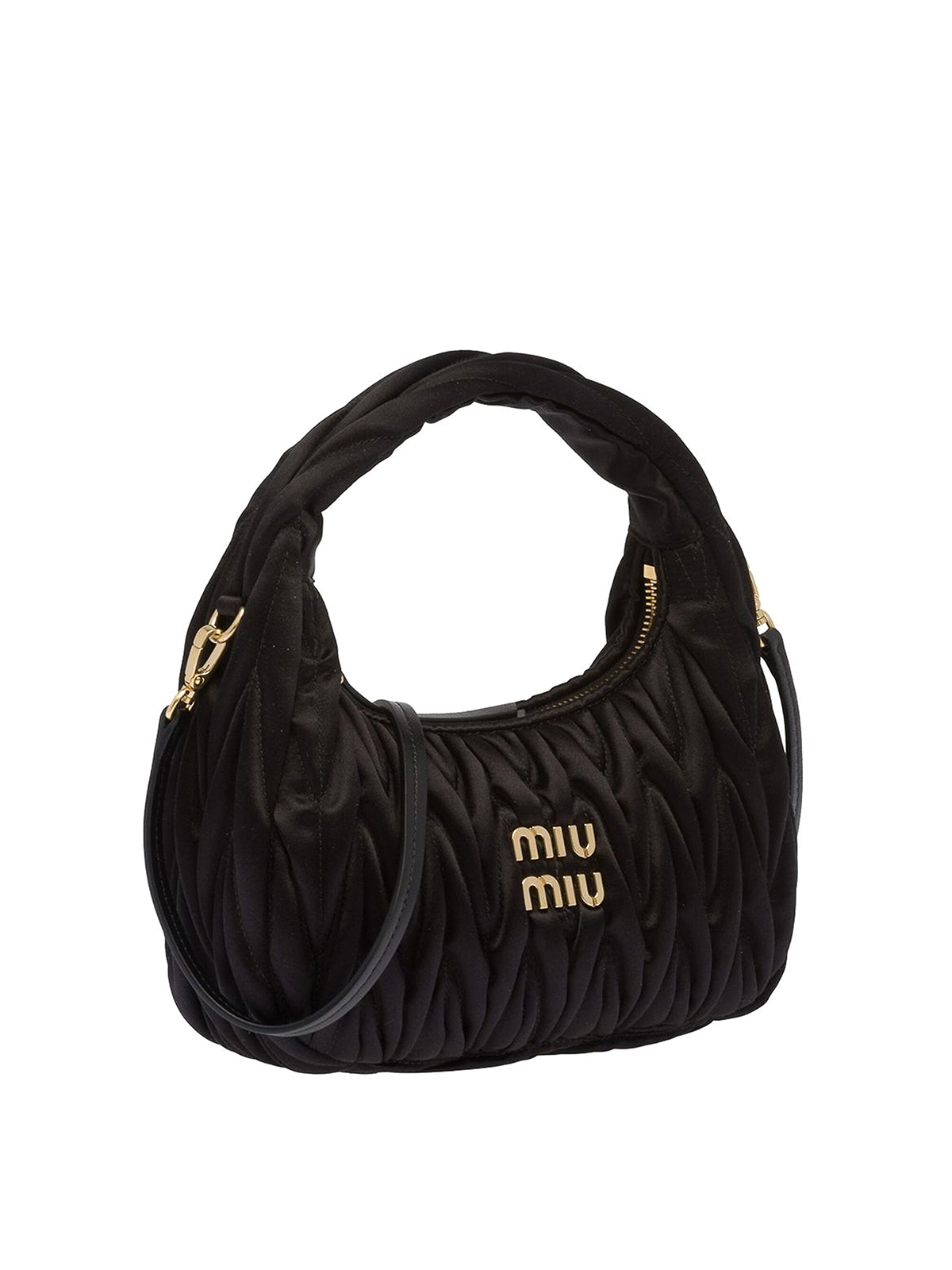 Miu Wander Matelasse Nylon Shoulder Bag in Black - Miu Miu
