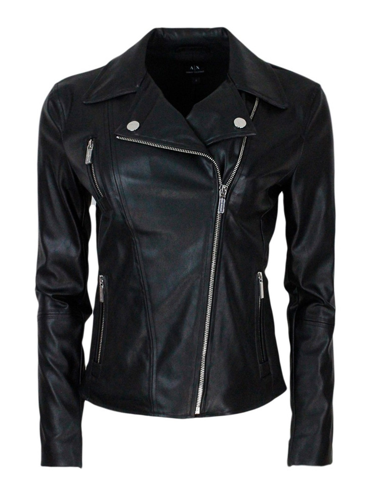 Armani Exchange Faux Leather Jacket In Black