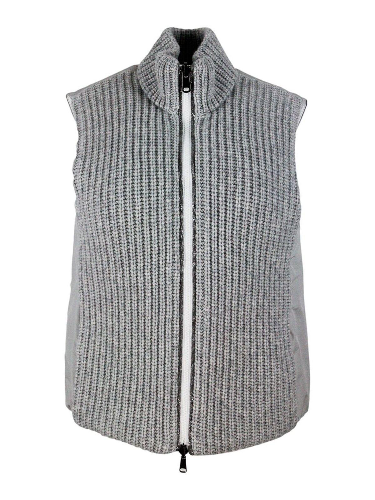 Brunello Cucinelli Reversible Cashmere And Nylon Vest In Grey