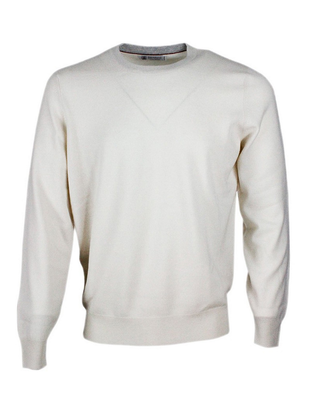 Brunello Cucinelli Cashmere Crewneck Sweater In Cream