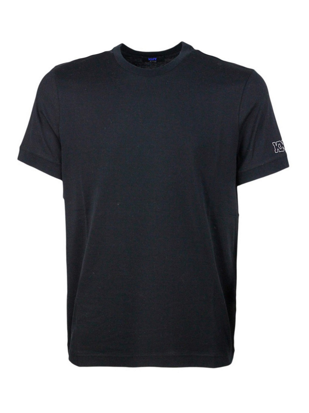 Kiton Jersey T-shirt With Stitched Logo In Black