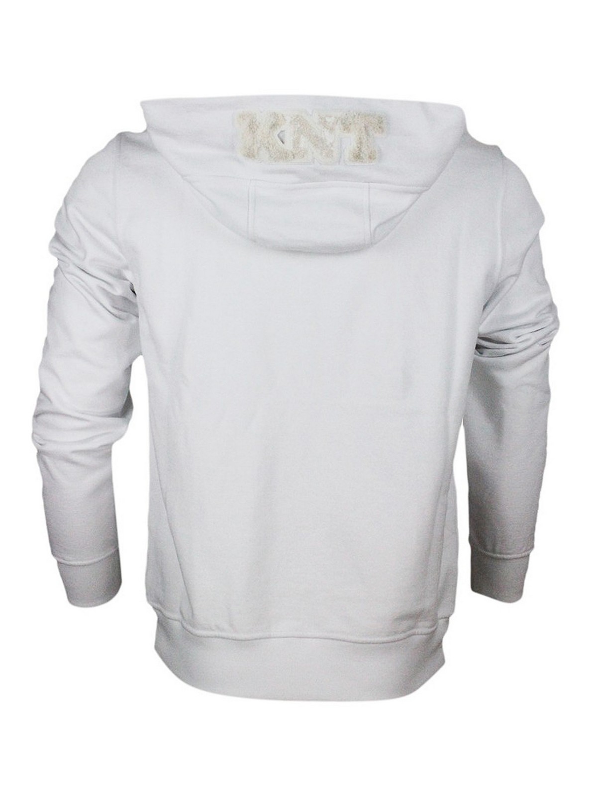 Shop Kiton Cotton Hoodie With Terrycloth Logo In Blanco