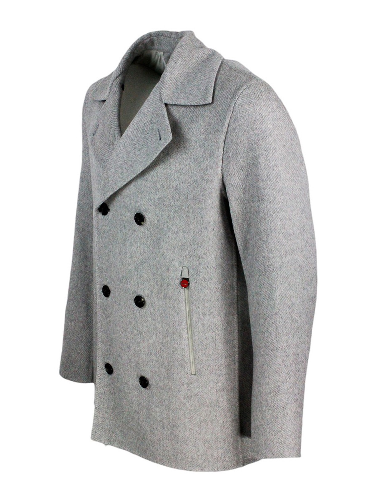 Shop Kiton Cashmere Cloth Double-breasted Jacket In Grey