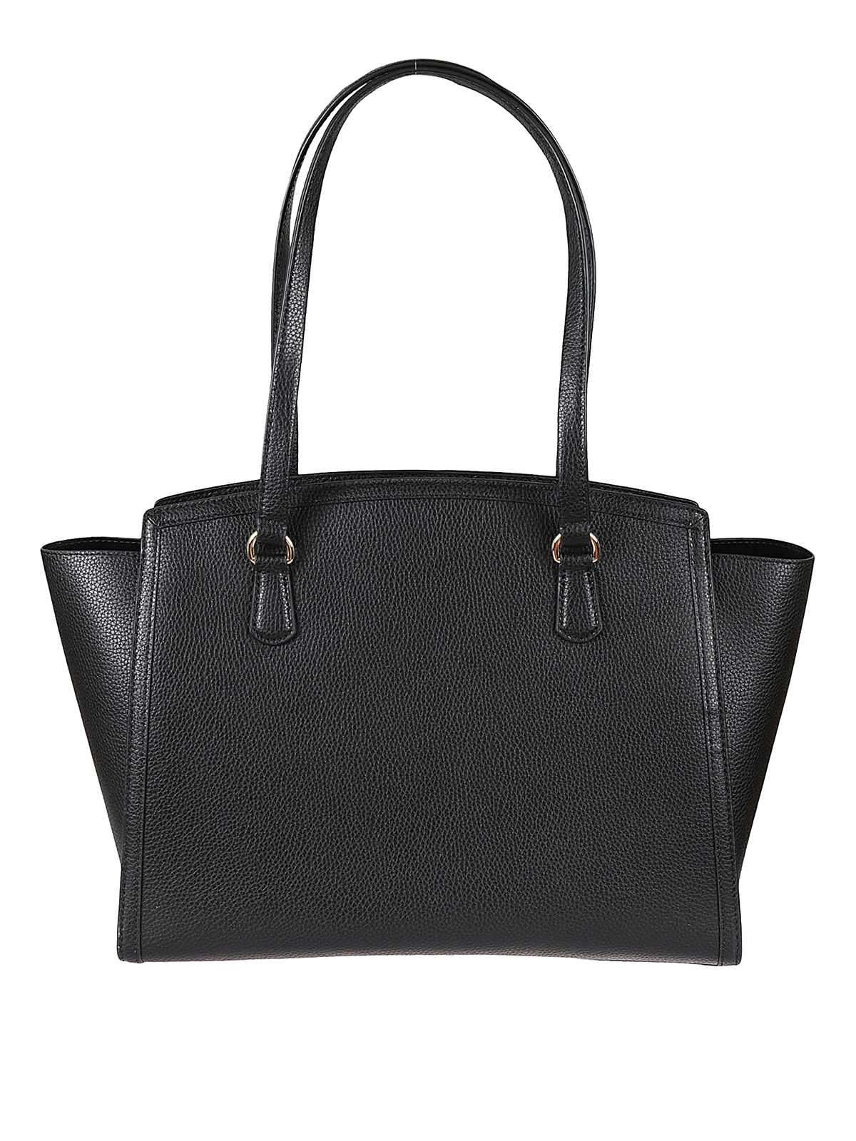 Calvin Klein Saffiano Leather Small Winged Tote Bag in Black