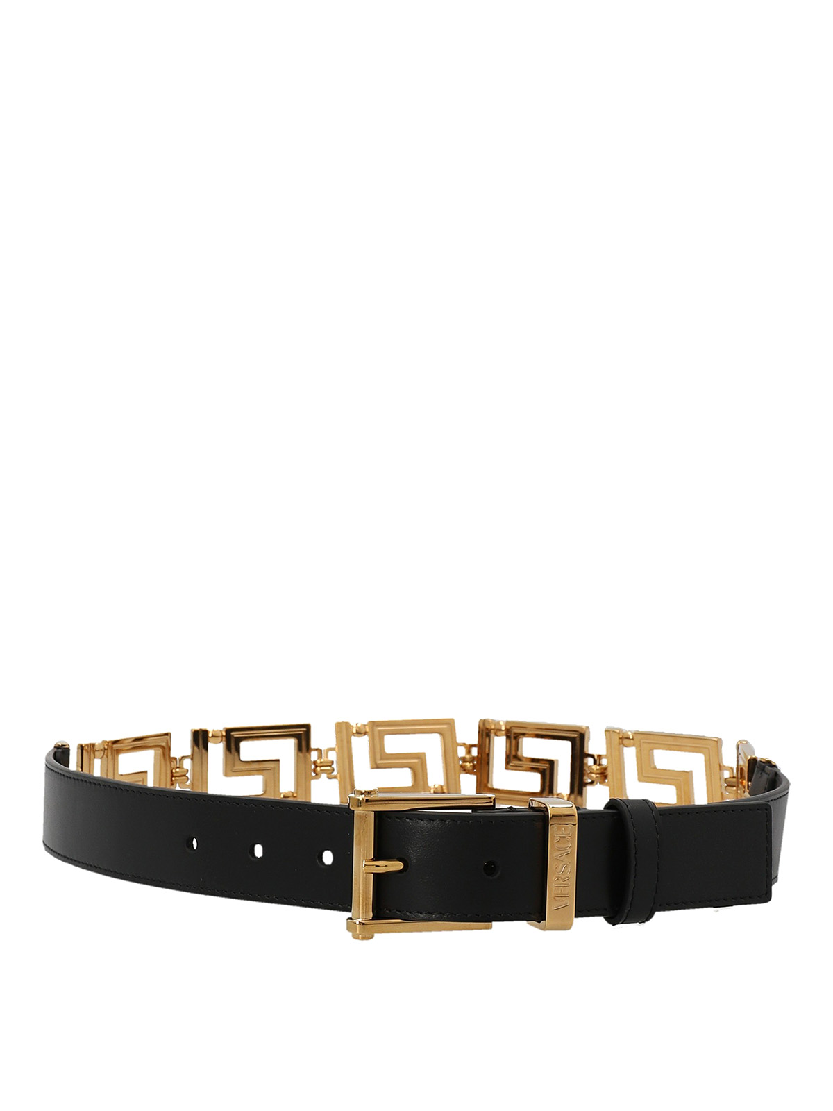 Shop Versace Logo Chain Belt In Black