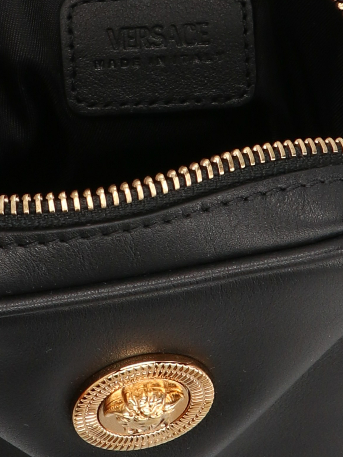 Shop Versace Medusa Biggie Small Crossbody Bag In Black