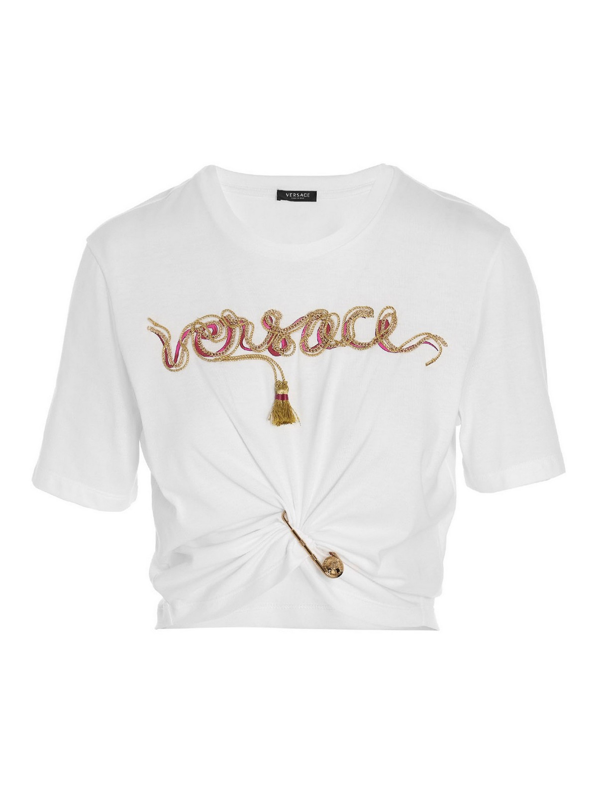 versace セーフティピン クロップドTシャツ | chidori.co