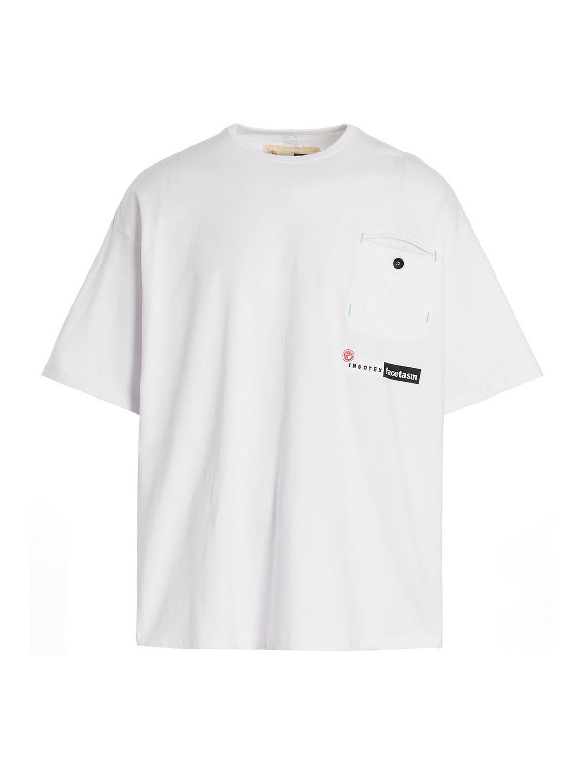Shop Incotex Red Logo Printed T-shirt In Blanco