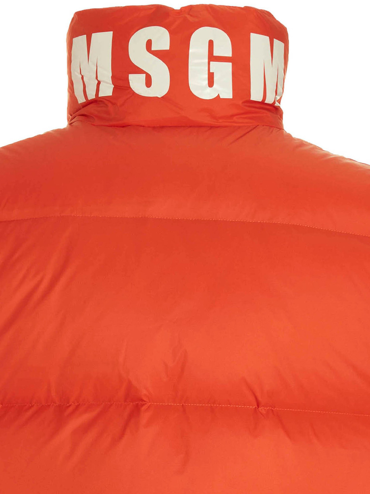 Shop Msgm Logo Padded Vest In Orange