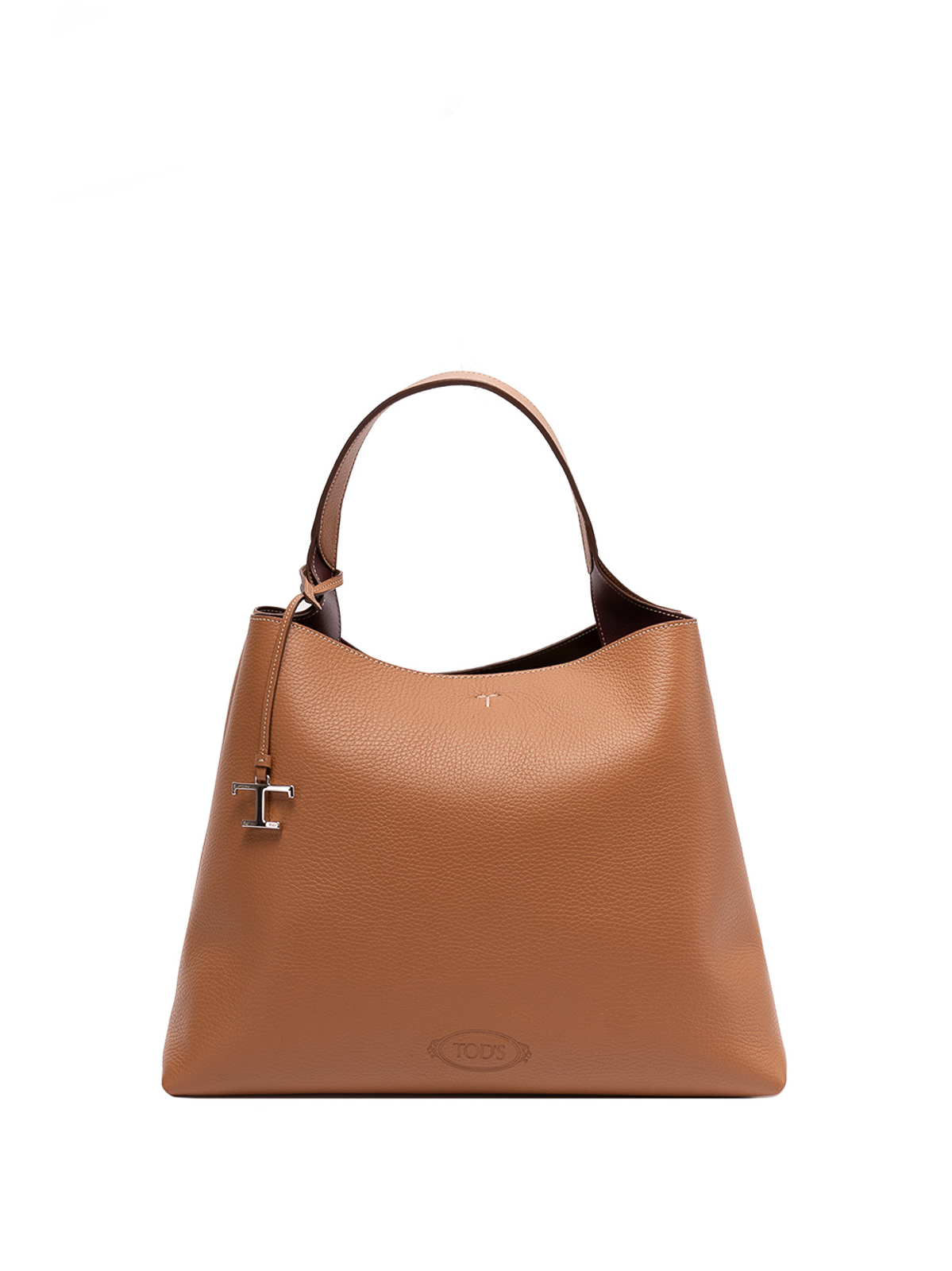 Tod's Grained Leather Shopping Bag In Light Brown