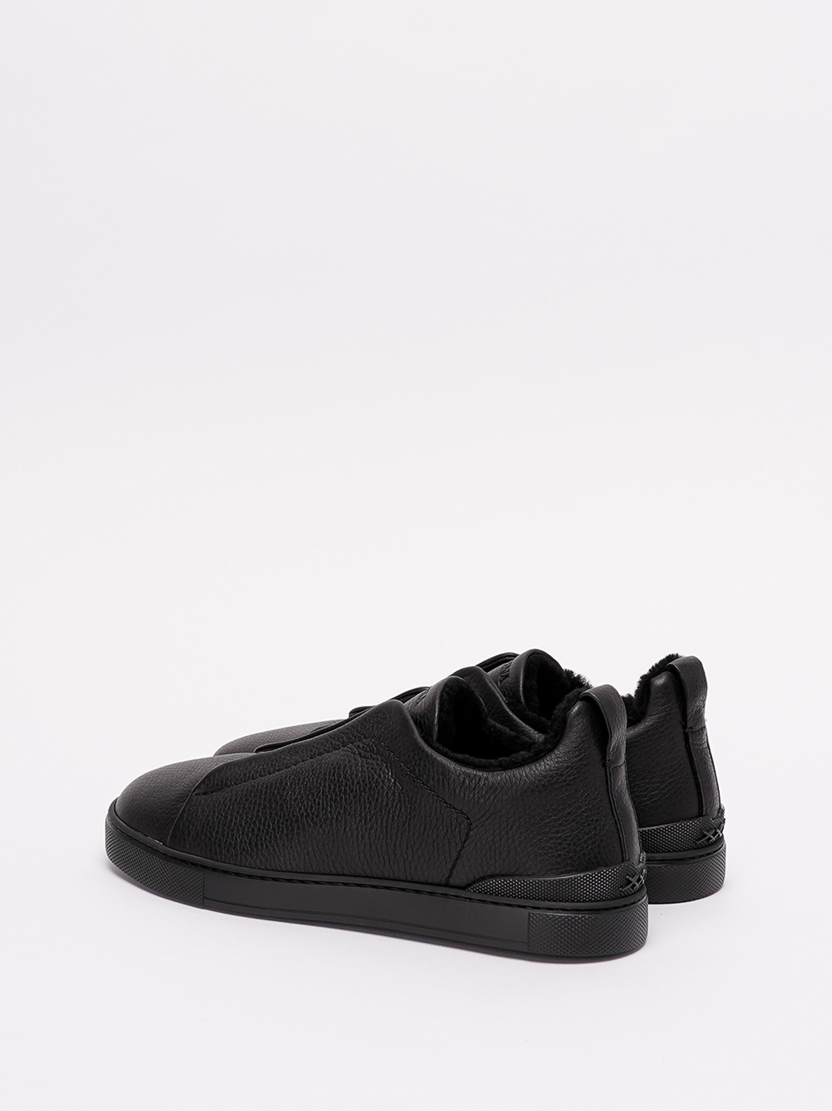 Z Zegna Fur lined leather sneakers - Black - Men|LHCLMS4668ZNEE