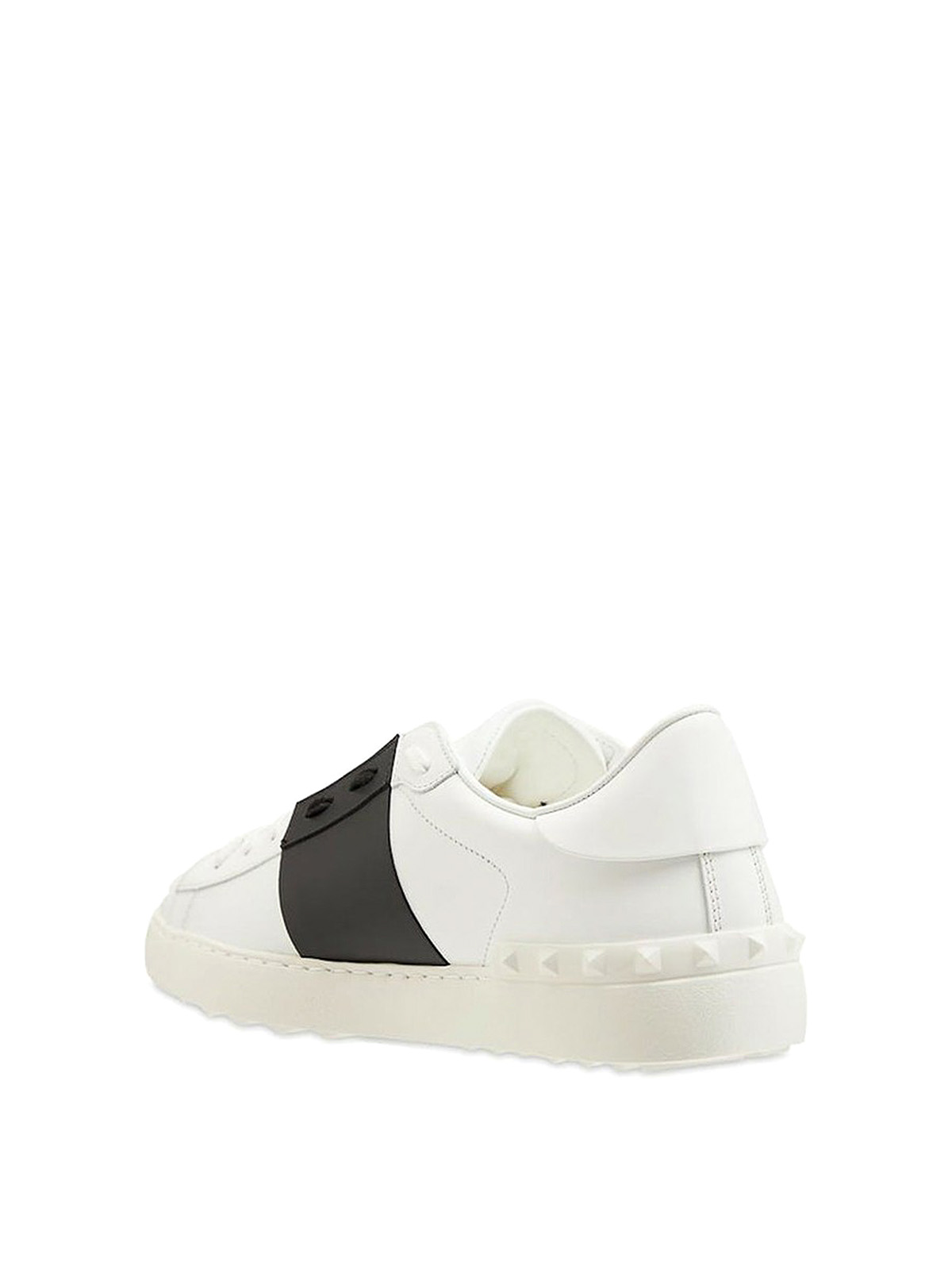 Shop Valentino Leather Sneakers In Blanco