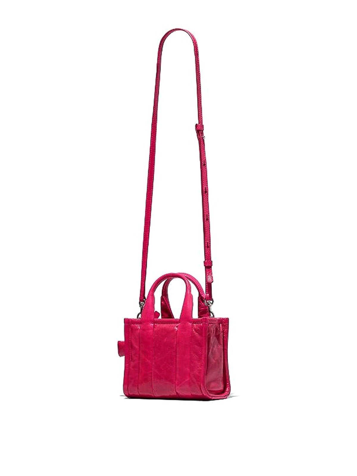 Shop Marc Jacobs Crinkle Effect Leather Mini Tote In Fucsia