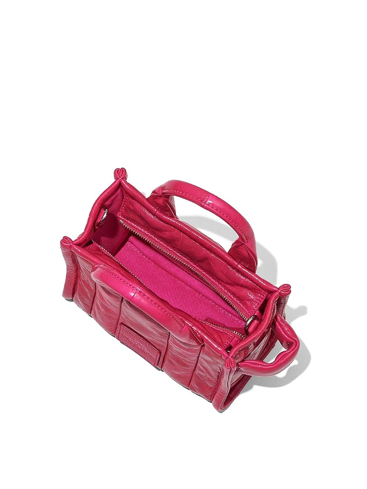 Shop Marc Jacobs Crinkle Effect Leather Mini Tote In Fucsia