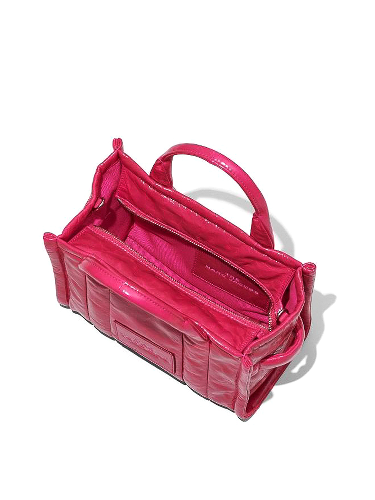 Marc Jacobs The Crinkle Leather Micro Tote In Pink & Purple