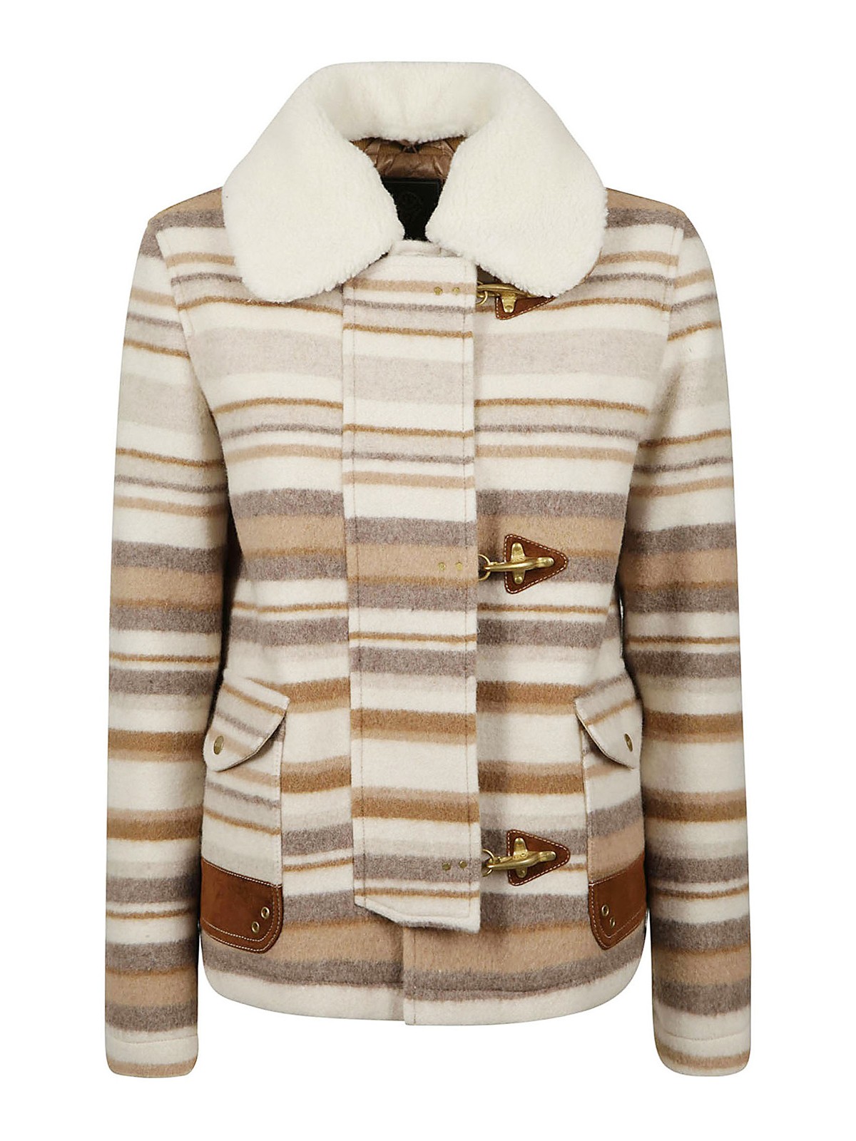 Fay Wool Jacket With Striped Pattern In Beis