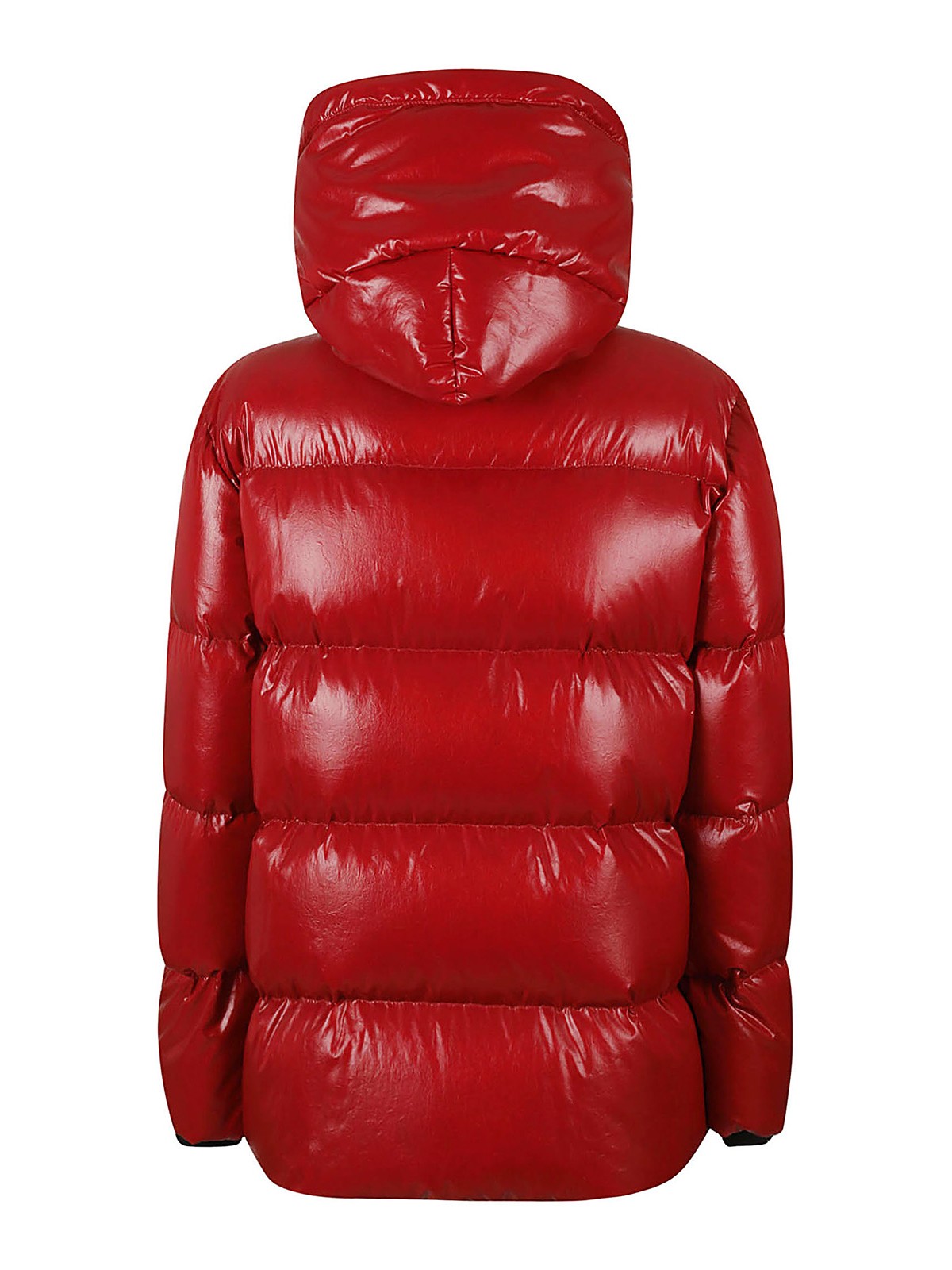 Shop Fay Shiny Satin Puffer Jacket In Rojo