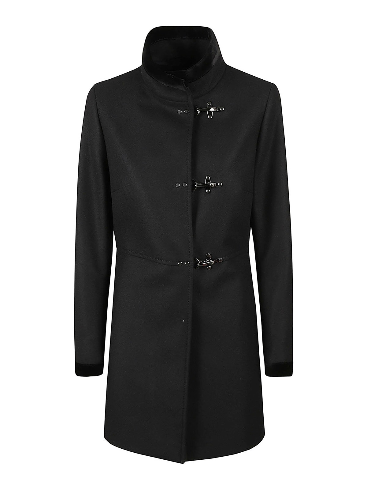 Shop Fay Wool Coat With Velvet Sleeves In Negro