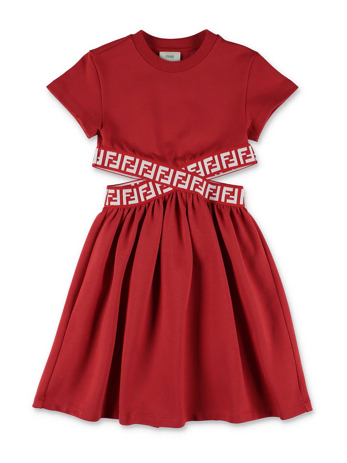 open lace back dress Fendi Red Backless Halter Tie Neck Asymmetrical Hem Drapped Midi Dress main image 0