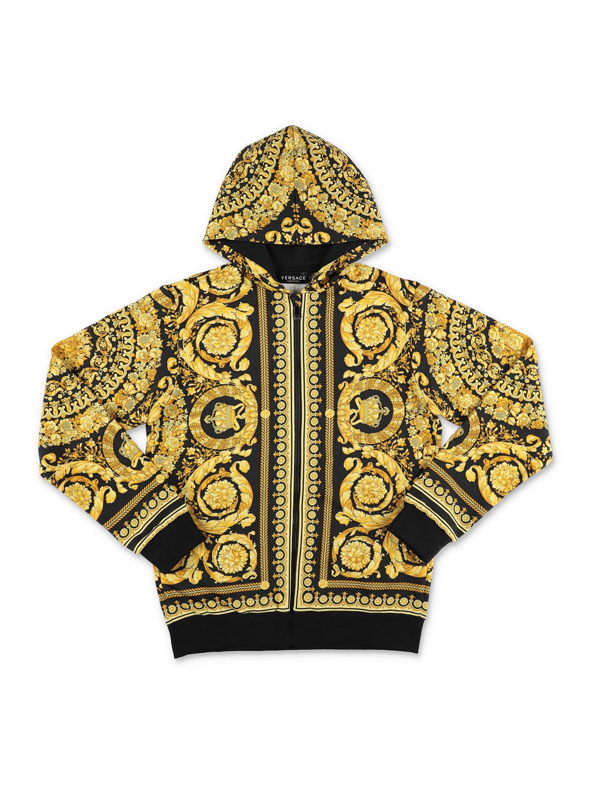 VERSACE】Gold Hibiscus Print Hoodie