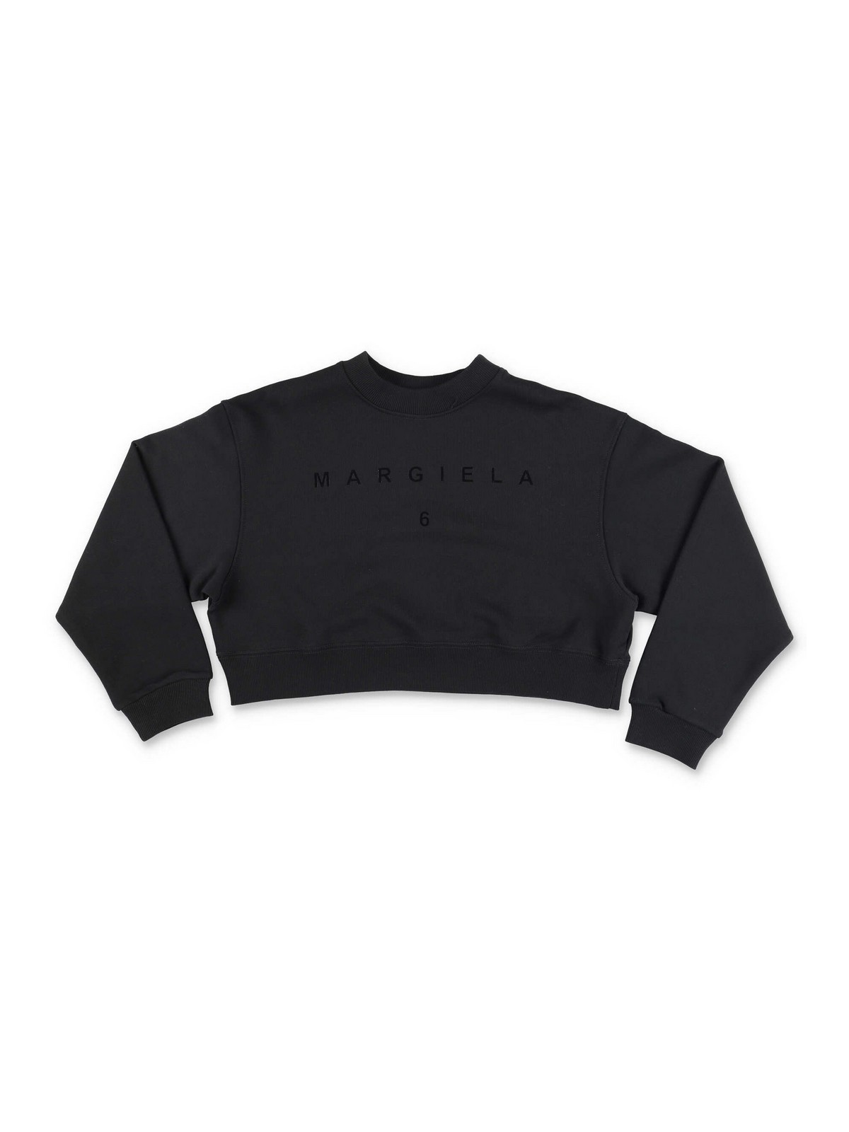 MM6 Maison Margiela Black cotton crop sweatshirt|M60232MM055M6900T