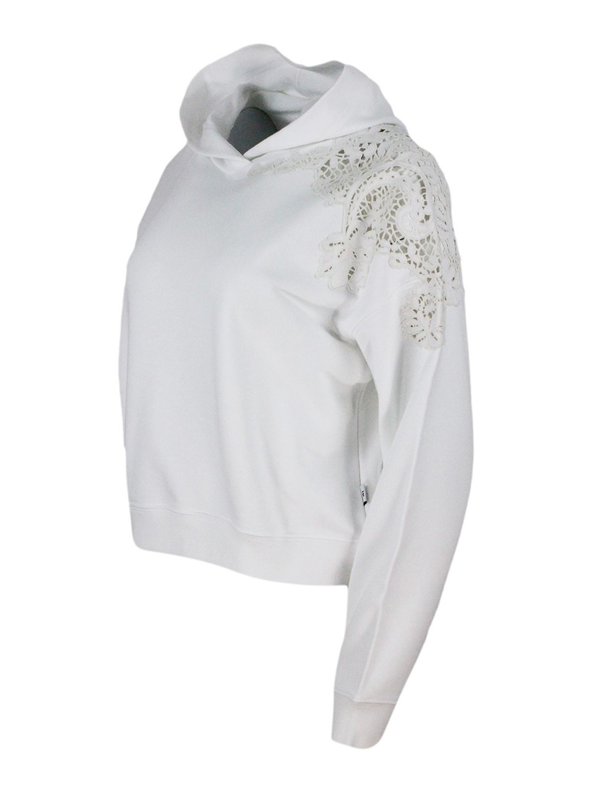 Shop Ermanno Scervino Embroidered Cotton Hoodie In White