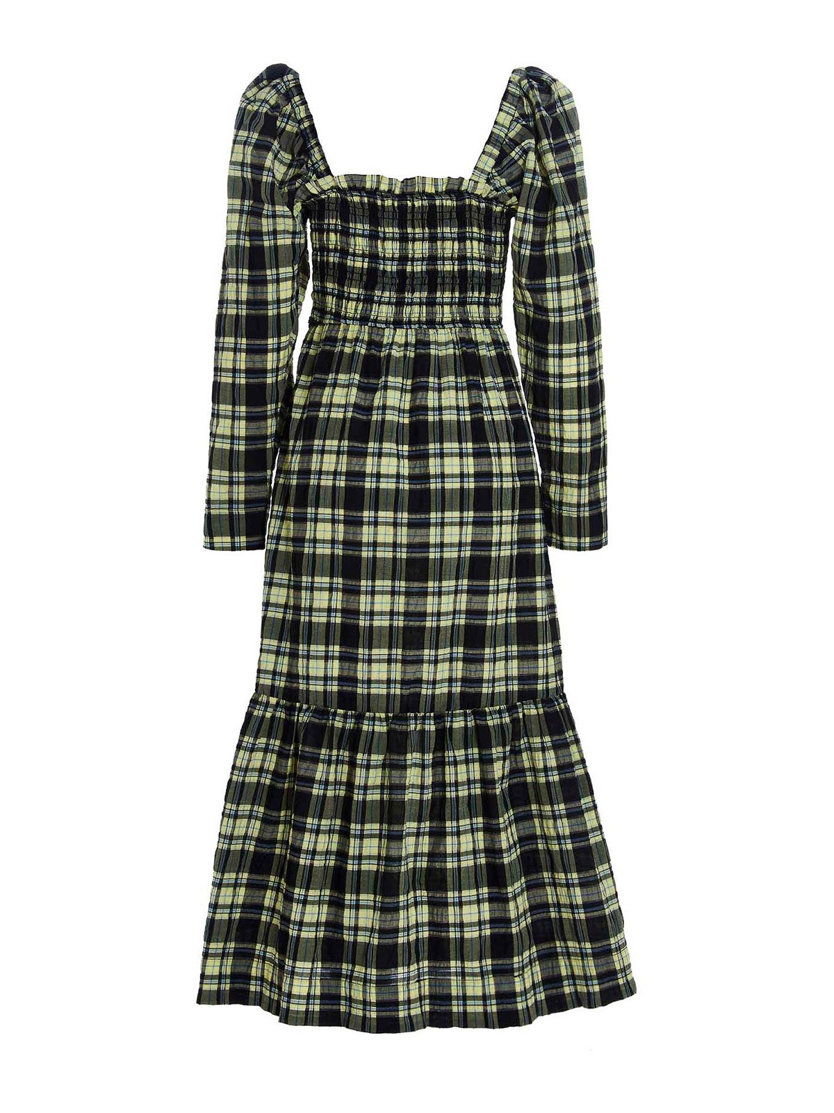 ganni seersucker green dress Seersucker Check V-Neck Mini Dress main image 1