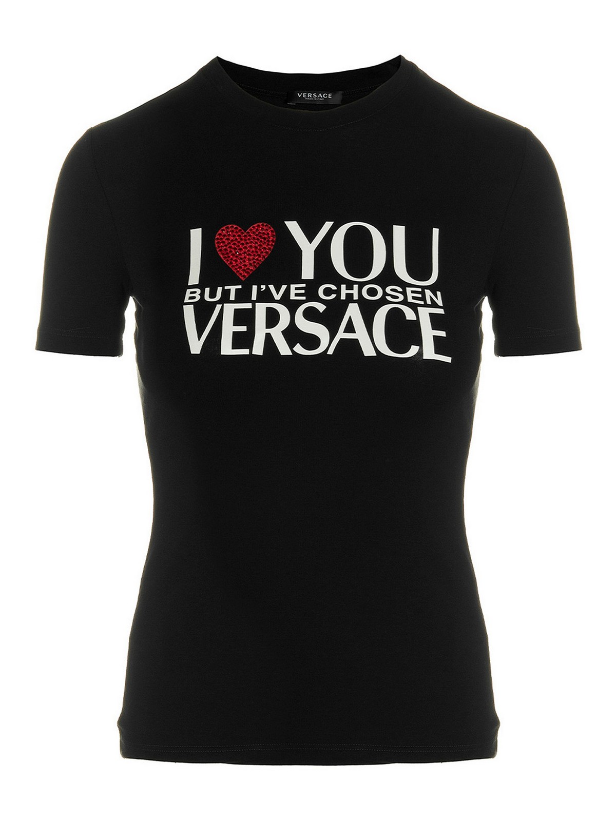 Shop Versace I Love You T-shirt In Black