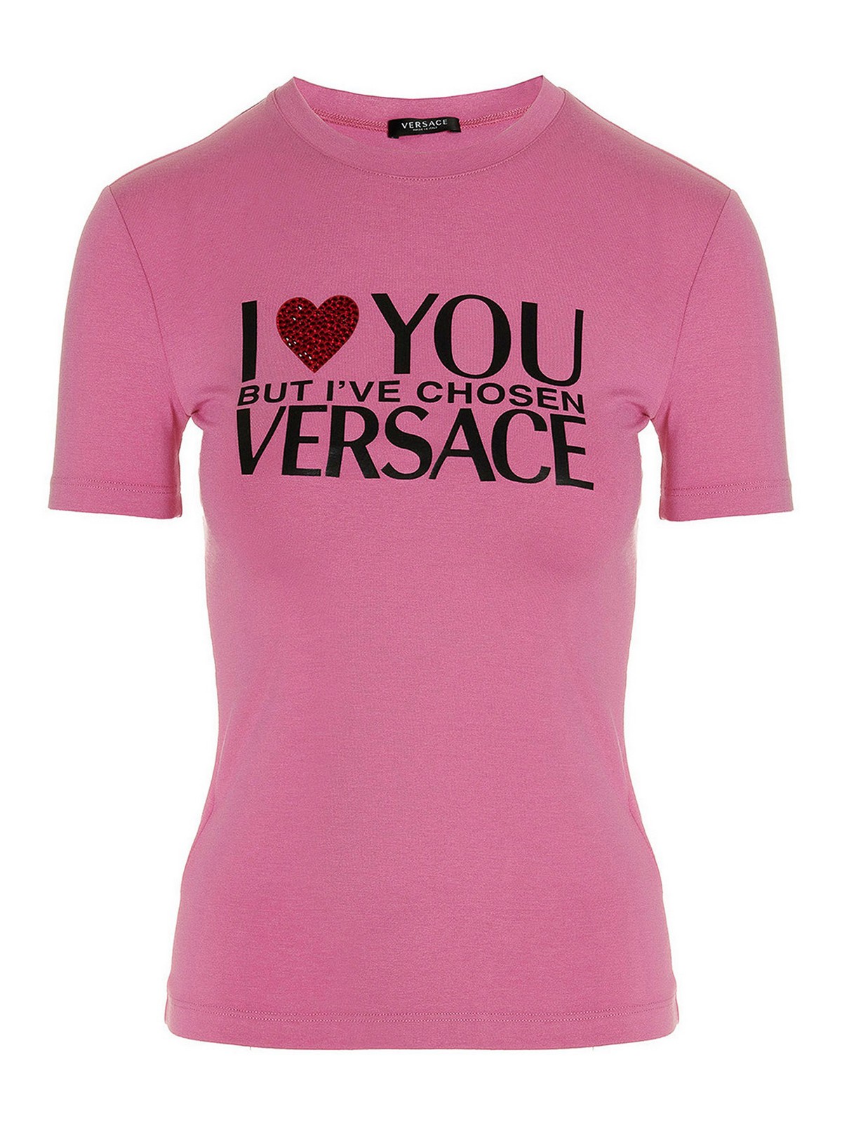 Shop Versace I Love You T-shirt In Rosado