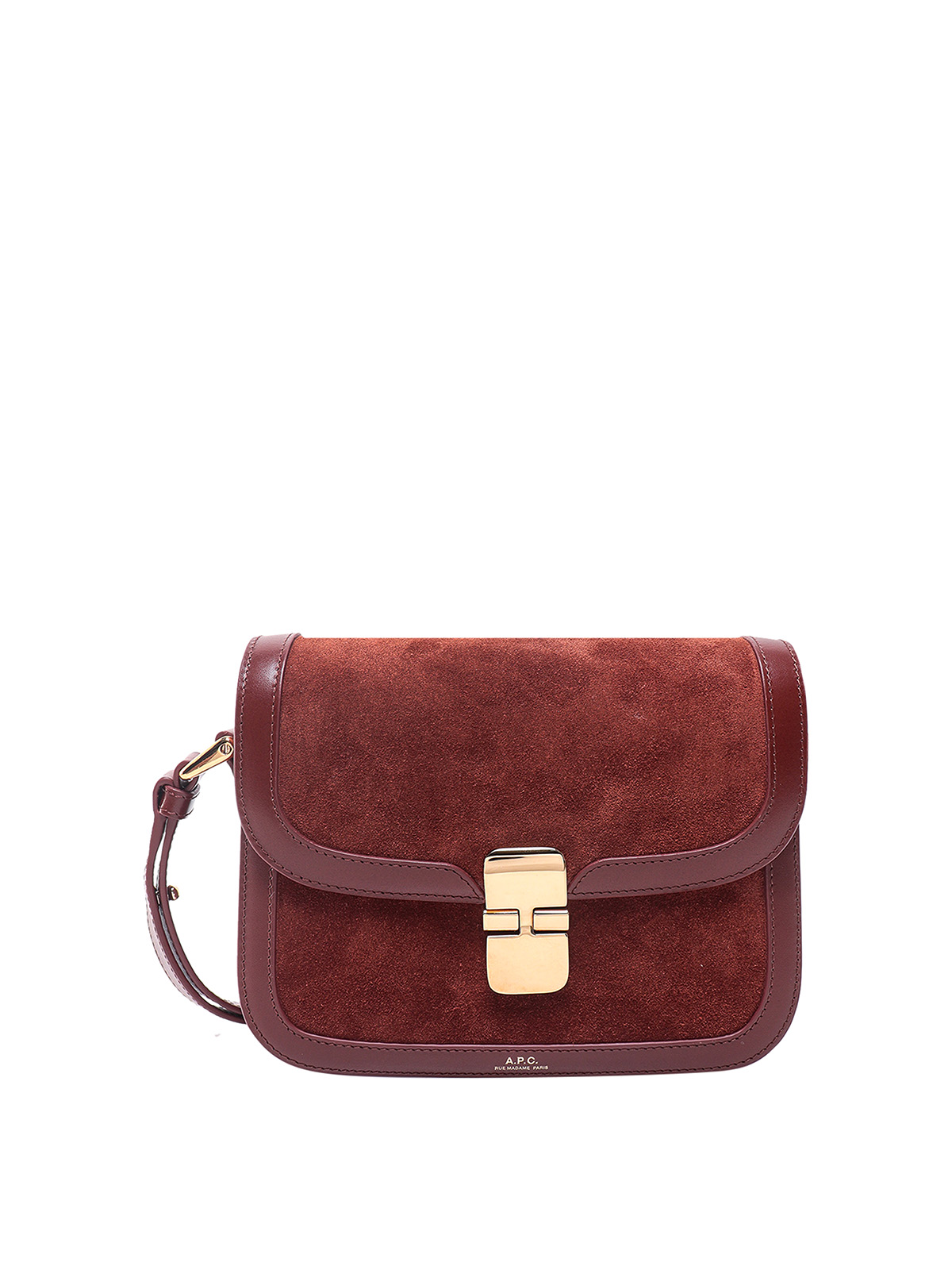 A.P.C. Suede bag with logo print - Brown - Women|PXBRXF61413EAI